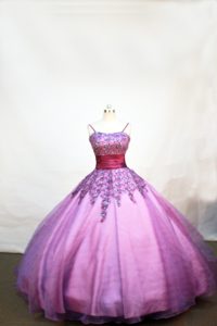 Spaghetti Straps Purple Pageant Dress for Little Girls With Appliques