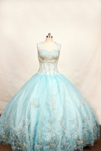 Light Blue Straps Little Girl Pageant Dress With Appliques in Phoenix