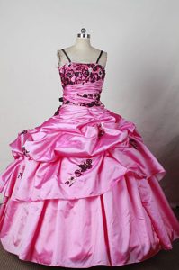 Spaghetti Straps Pink Appliques and Pick-ups Little Girl Pageant Gown
