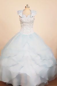 Light Blue 2013 Scoop Little Girl Pageant Dress With Ruffled Layers