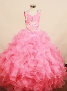 Ruffles Square 2013 Little Girl Pageant Gown in Baby Pink With Organza