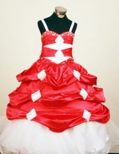 Red and White Straps 2013 Little Girl Pageant Dress With Pick-ups