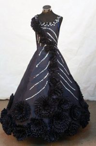 Black Hand Made Flowers Satin Scoop Beaded Pageant Dresses