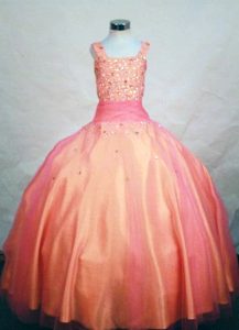 Two-toned Beadings Straps Glitz Pageant dresses with Sash