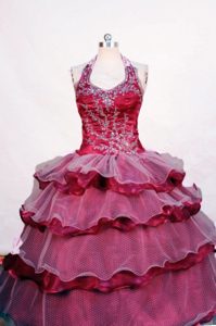 Beading Fuchsia Halter Perfect Angel Pageant Gowns Ruffled