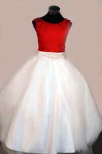 Scoop Red and White A-line Beaded Girls Pageant Dresses