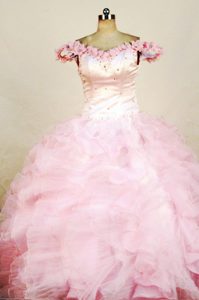 Somerset Off the shoulder Pink Beading Glitz Pageant Dress