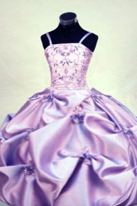 Spaghetti Straps Lilac Beaded Little Girl Pageant Dresses