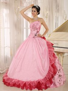 Cute Pink Strapless Sweet 16 Dresses with Appliques in Devon 2013