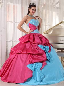 Pink and Blue Pick ups Bows Sweet 16 Dress in Sao Goncalo Brazil