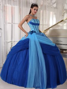 Two-Toned Blue Tulle Sweet 16 Dresses in Sao Luis Brazil Beading