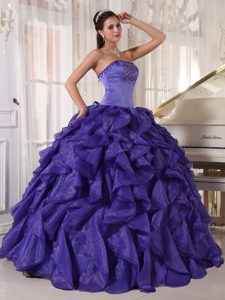 Beaded Strapless Purple Organza Dresses 15 with Puffy Ruffles 2013