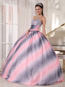 Beaded and Ruched Bodice Dresses Quinceanera in Ombre Color 2013