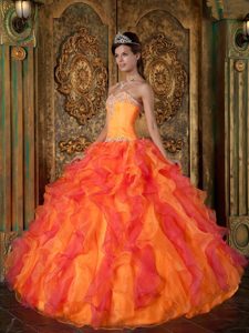 2013 Colorful Organza Sweet Sixteen Dresses with Ruffles and Beading