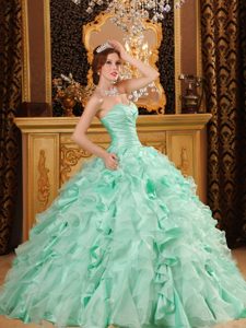 Ruches Beading Sweetheart Ruffles Sweet 15 Dress in Apple Green