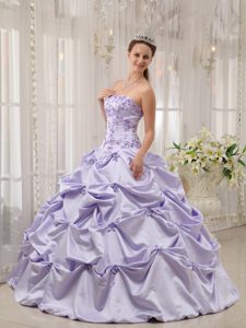 Pick ups and Embroidery Accent Quinceanera Gown Dresses in Lilac