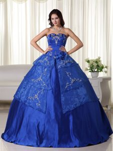 Royal Blue Ball Gown Quinceanera Gown with Embroidery for Cheap