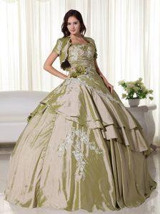 Appliqued Olive Green Quinceanera Gown in Belo Horizonte Brazil