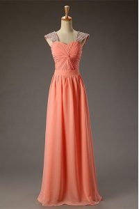 Fashionable Square Sleeveless Zipper Mother Of The Bride Dress Watermelon Red Organza