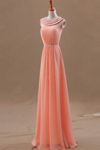 Gorgeous Watermelon Red Sleeveless Beading Floor Length