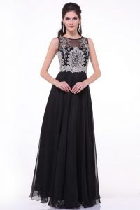 Artistic Scoop Black Zipper Mother Of The Bride Dress Beading and Appliques and Ruching Sleeveless Floor Length