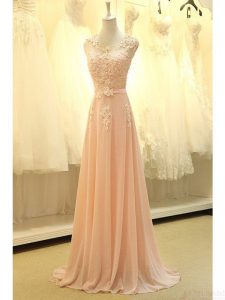 Low Price Scoop Sleeveless Sweep Train Appliques and Belt Zipper Mother Of The Bride Dress