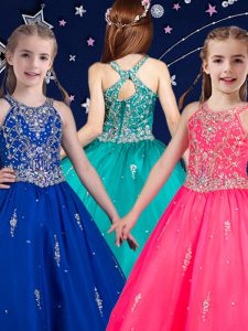 High Class Scoop Sleeveless Beading Zipper Little Girls Pageant Dress Wholesale