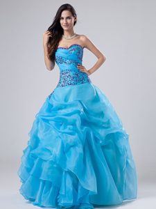 Embroidery and Pick ups Accent Quinceanera Dresses in Baby Blue