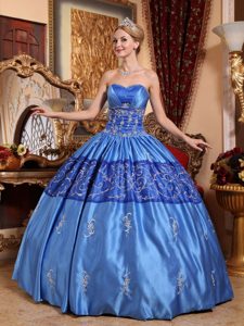Desirable Stylish Blue Ball Gown Sweet 15 Dress with Embroidery