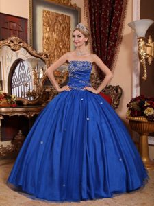 Showy Blue Appliqued Sweet Sixteen Dresses in Olintepeque