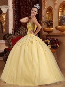 Impressive Paillette Sweetheart Light Yellow Quinceanera Dresses