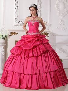 Appliqued Pick Ups Hot Pink Sweet 15/16 Birthday Dress 2014