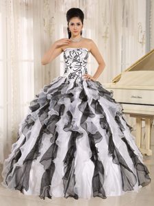 Two-toned Ruffled Embroidery Quinceanera Gown Dress on Sale