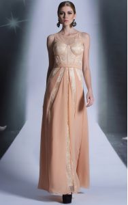 Cute Scoop Sleeveless Chiffon Evening Dress Lace Side Zipper