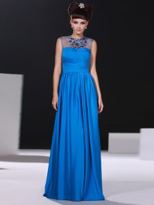 Scoop Sleeveless Beading and Ruching Zipper Mother Of The Bride Dress