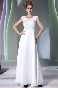 Designer Scoop White Sleeveless Lace Floor Length Prom Party Dress