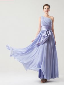 Empire Mother Of The Bride Dress Lavender One Shoulder Chiffon Sleeveless Floor Length Side Zipper