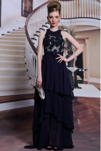 Dynamic Black Scoop Lace Up Beading and Lace Prom Dresses Sleeveless
