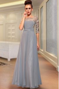 High Quality Ankle Length Grey Mother Of The Bride Dress Square Half Sleeves Side Zipper