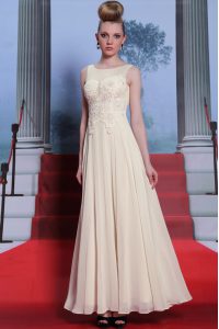 Unique White Scoop Side Zipper Beading and Appliques Mother Of The Bride Dress Sleeveless