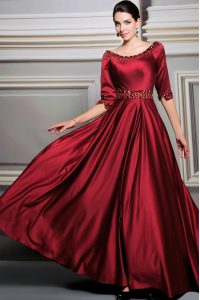 Best Selling Red Bateau Zipper Beading and Belt Homecoming Dress Brush Train Half Sleeves