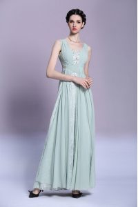 Fashion V-neck Sleeveless Backless Mother Of The Bride Dress Light Blue Chiffon