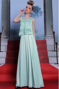 Chic Scalloped Sleeveless Chiffon Mother Of The Bride Dress Embroidery Side Zipper