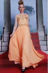Orange Mother Of The Bride Dress Prom and Party and For with Beading and Appliques High-neck Sleeveless Side Zipper