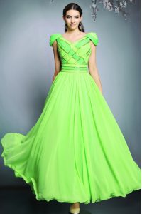 Noble Short Sleeves Pattern Backless Prom Dresses
