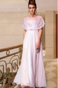 Amazing Scoop Pink Column/Sheath Beading Mother Of The Bride Dress Side Zipper Chiffon Cap Sleeves Ankle Length