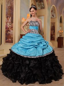 Classic Multi-color Zebra Print Pick Ups Quinceanera Gown Dress