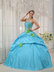 Fast Shipping Strapless Beaded Flowers Dresses for Sweet 16