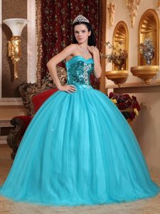 Tulle Sequins Appliqued Green Dress for Quince in Mazatenango