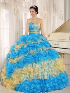 Multi-color Ruffled Layers Sweet 15 Dresses in Chimaltenango